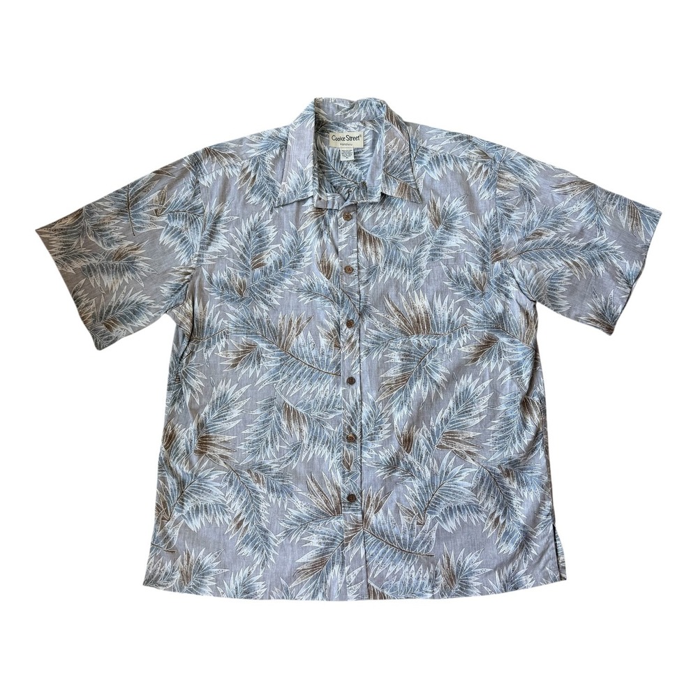 Cooke Street Honolulu Vtg Mens XL Hawaiian Shirt Palm Print Coastal Resort Aloha